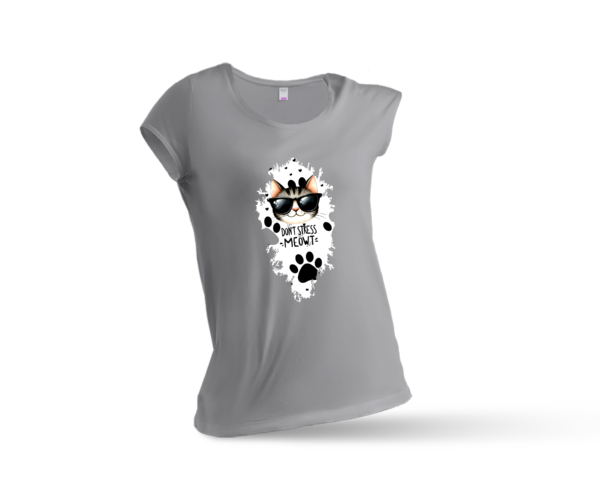 Cat Stress Women's Round Neck T-Shirt - Image 3