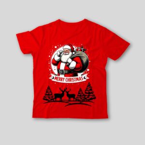 Santa Gift Bag Christmas T-Shirt – Festive Night Edition